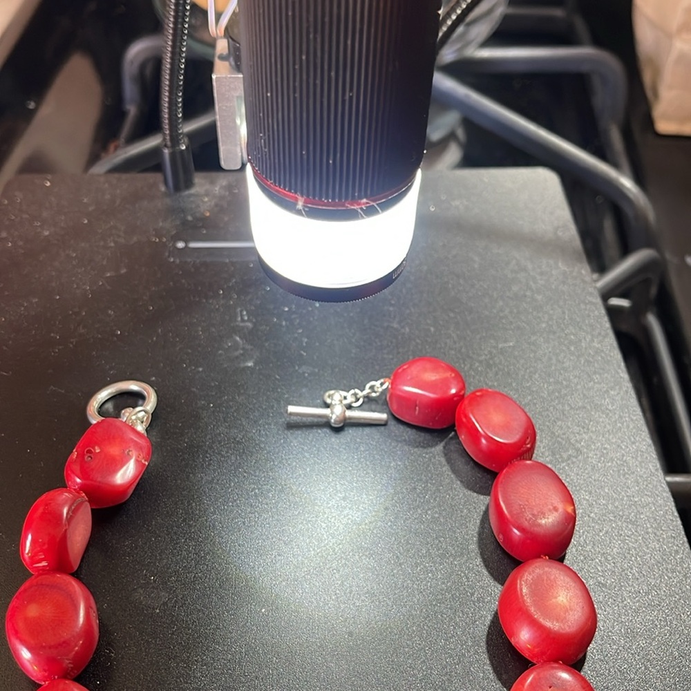 Large Chunky Coral necklace beaded with redone prochain sterling closure - Picture 9 of 10